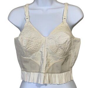 Vintage Long Line Bra 40 B Womens Steampunk Victorian Style Pointed Cup Ruffles